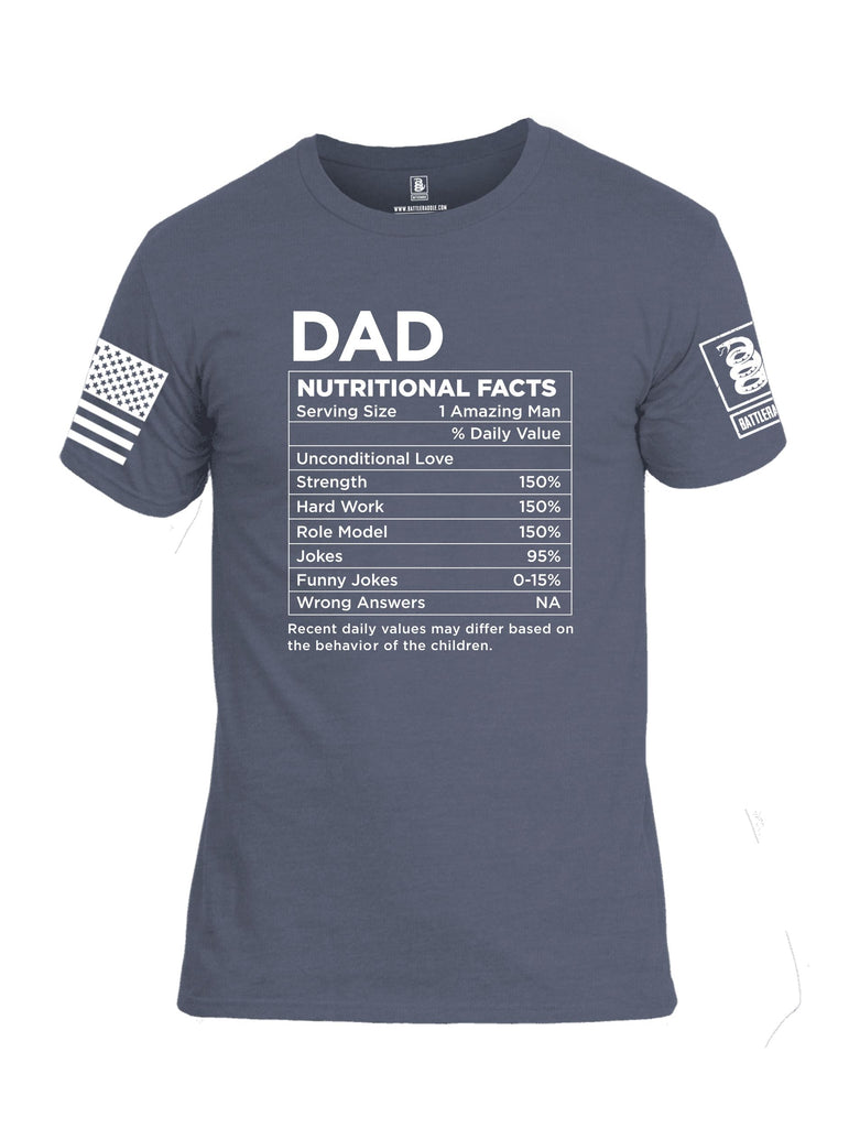 Battleraddle Dad Nutritional Facts White Sleeves Men Cotton Crew Neck T-Shirt