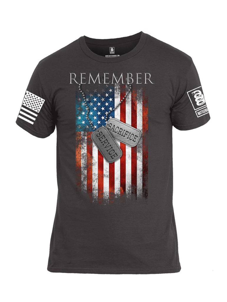 Battleraddle Remember Service Sacrifice White Sleeves Men Cotton Crew Neck T-Shirt