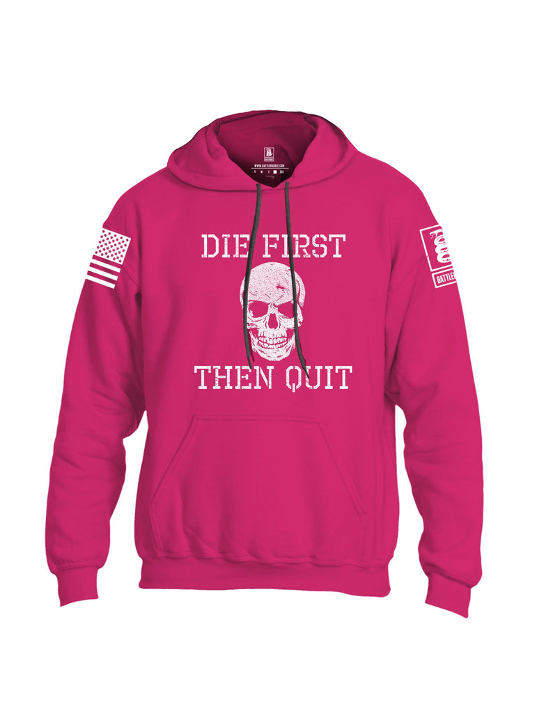 Battleraddle Die First Then Quit White Sleeves Uni Cotton Blended Hoodie With Pockets