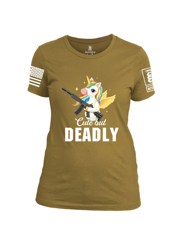 Battleraddle Cute But Deadly White Sleeves Women Cotton Crew Neck T-Shirt