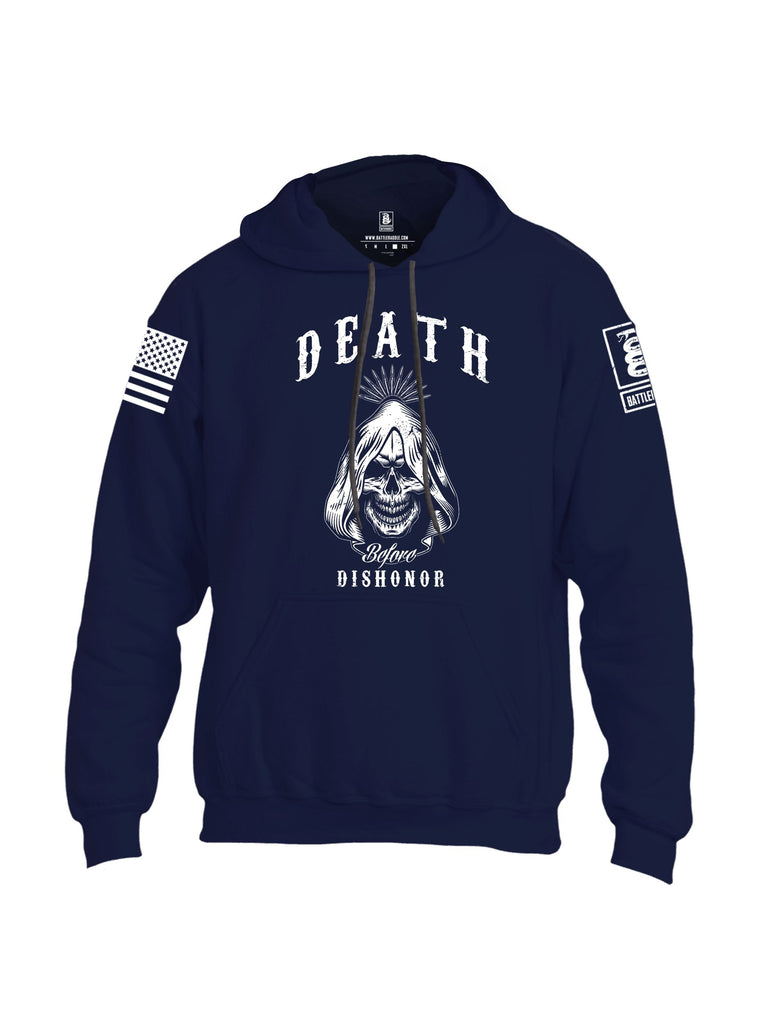 Battleraddle Death Before Dishonor White Sleeves Uni Cotton Blended Hoodie With Pockets