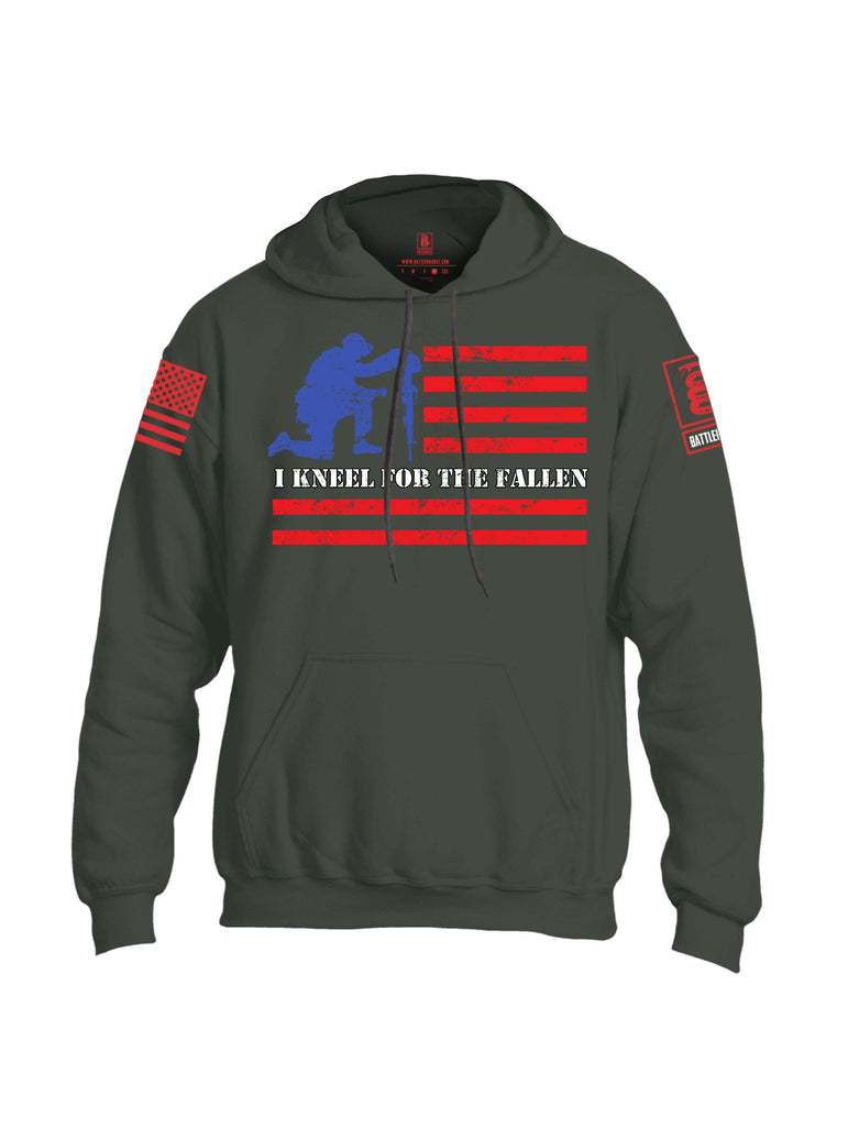 Battleraddle I Kneel For The Fallen Red Sleeves Uni Cotton Blended Hoodie With Pockets