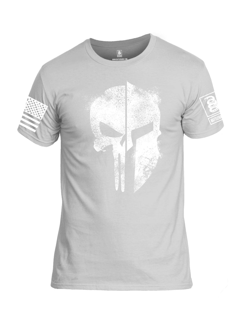 Battleraddle Spartan Punisher White Sleeves Men Cotton Crew Neck T-Shirt