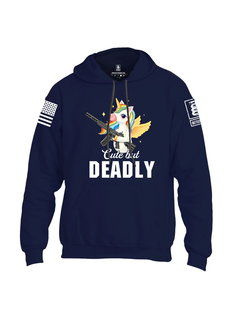 Battleraddle Cute But Deadly White Sleeves Uni Cotton Blended Hoodie With Pockets