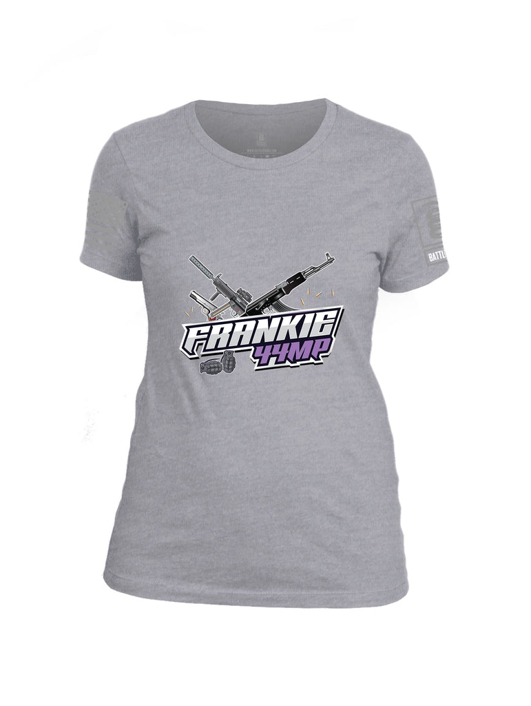 Battleraddle Frankie44Mp Gaming Cross Rifles Grey Sleeves Women Cotton Crew Neck T-Shirt