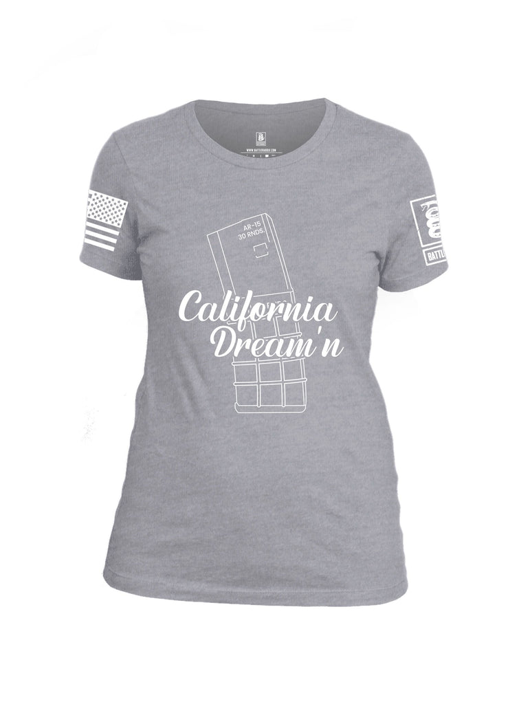 Battleraddle California Dreaming White Sleeves Women Cotton Crew Neck T-Shirt