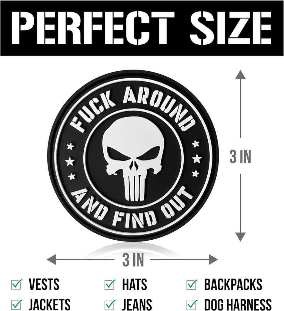 FAFO Punisher PVC Patch - Fuck Around and Find Out, Funny Tactical Patches,  Molle Accessories | Military Morale Patch for Clothes, Hat, Backpack, Dog