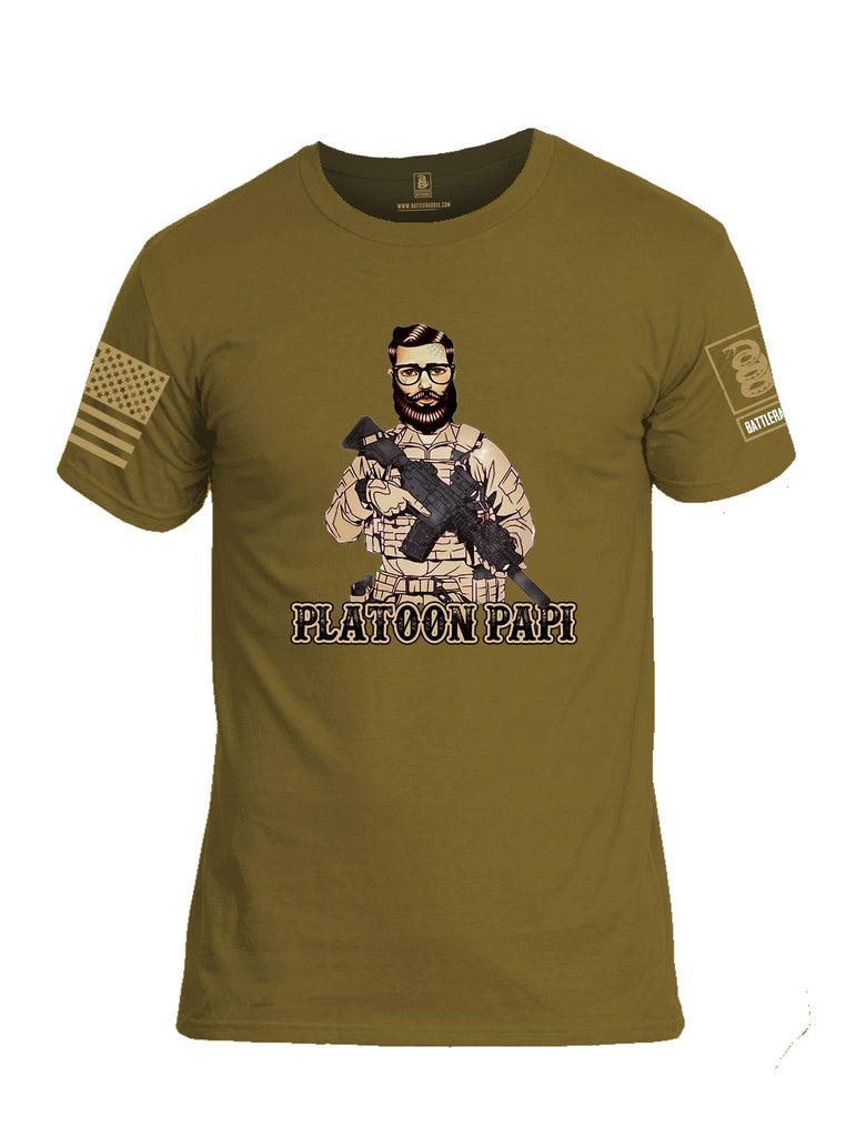 Battleraddle Platoon Papi Brass Sleeves Men Cotton Crew Neck T-Shirt