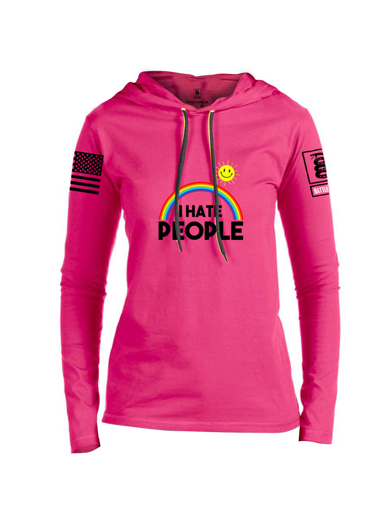 Battleraddle I Hate People {sleeve_color} Sleeves Women Cotton Thin Cotton Lightweight Hoodie