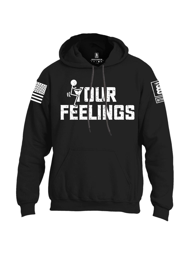 Battleraddle Your Feelings White Sleeves Uni Cotton Blended Hoodie With Pockets