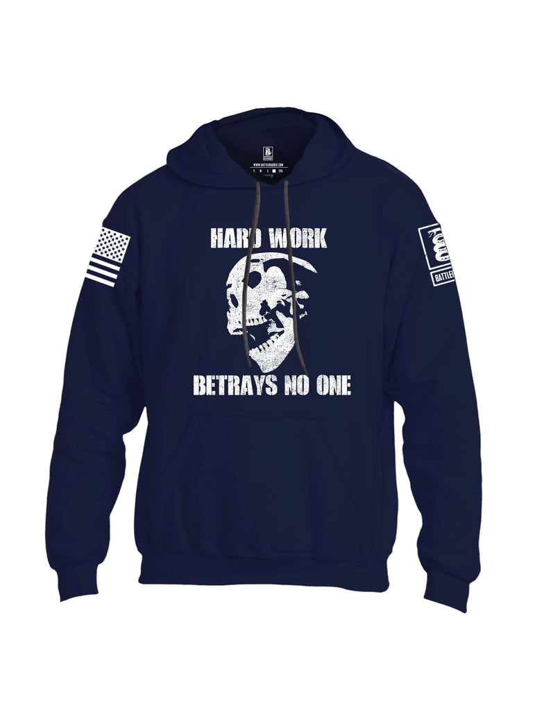 Battleraddle Hard Work Betrays No One White Sleeves Uni Cotton Blended Hoodie With Pockets