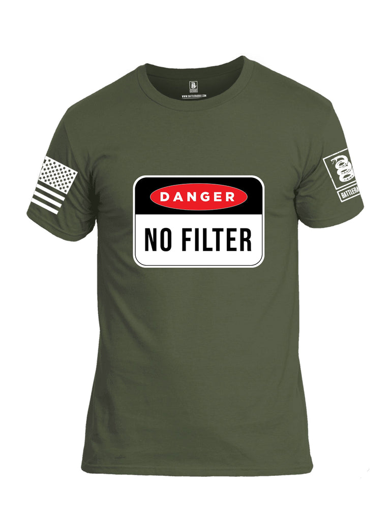 Battleraddle Danger No Filter White Sleeves Men Cotton Crew Neck T-Shirt