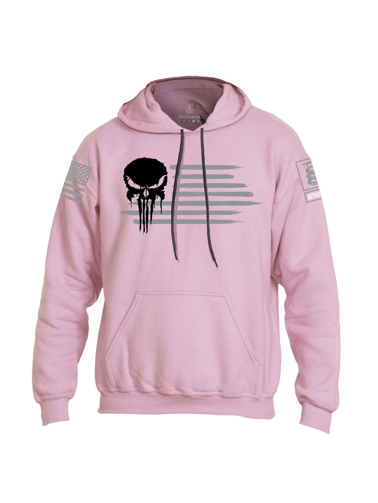 Battleraddle Pun Skull Flag Grey Sleeves Uni Cotton Blended Hoodie With Pockets