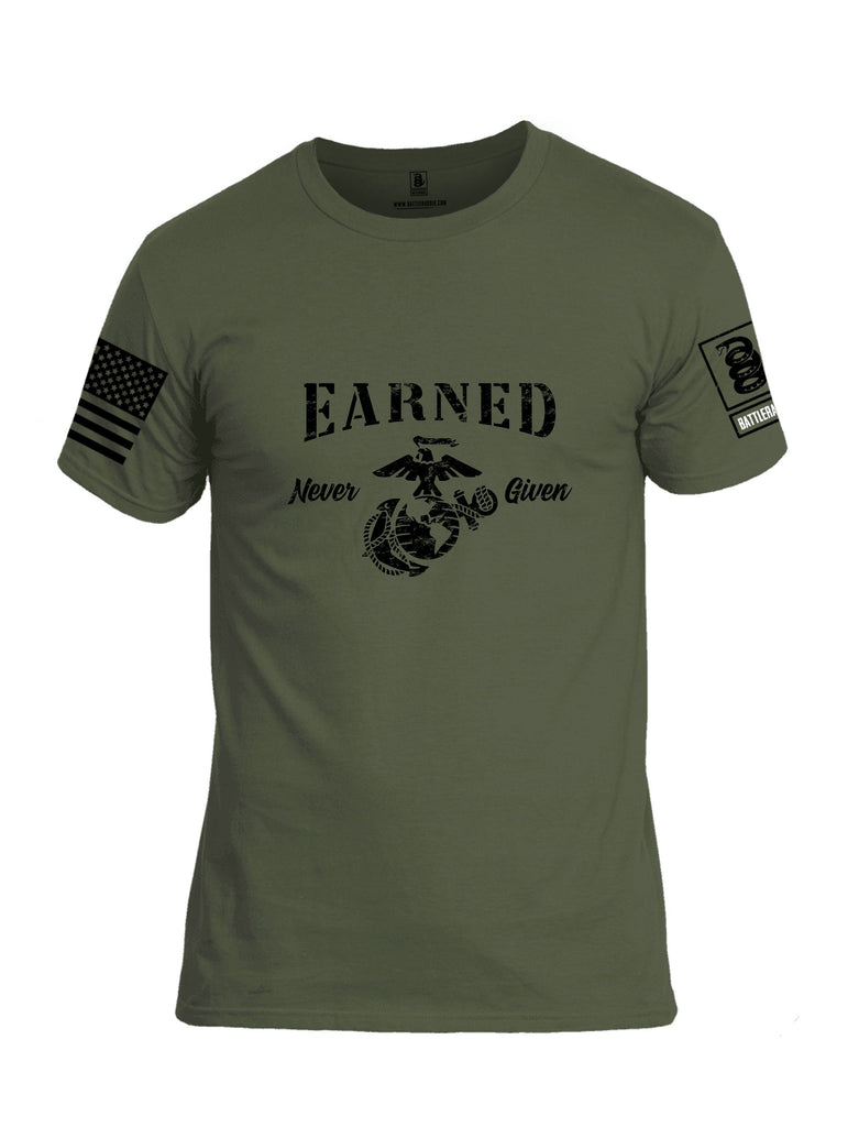 Battleraddle Earned Never Given Black Sleeves Men Cotton Crew Neck T-Shirt