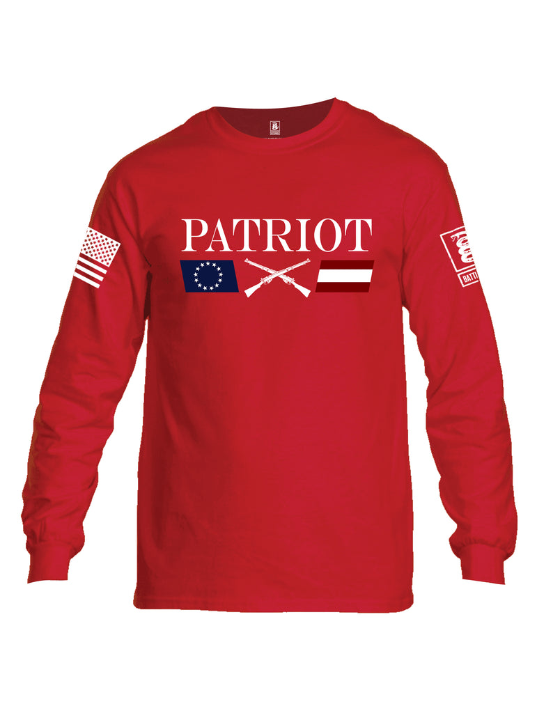 Battleraddle Patriot Rifle Flag White {sleeve_color} Sleeves Men Cotton Crew Neck Long Sleeve T Shirt