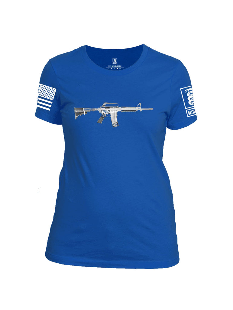 Battleraddle M4 Xray White Sleeves Women Cotton Crew Neck T-Shirt