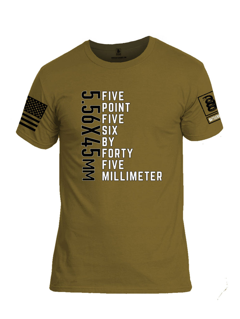 Battleraddle Five Point Five Six By Forty Five Millimeter Black Sleeves Men Cotton Crew Neck T-Shirt