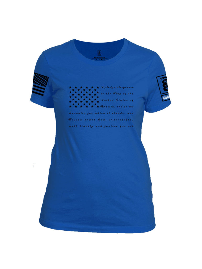 Battleraddle Pledge Of Allegiance Black Sleeves Women Cotton Crew Neck T-Shirt