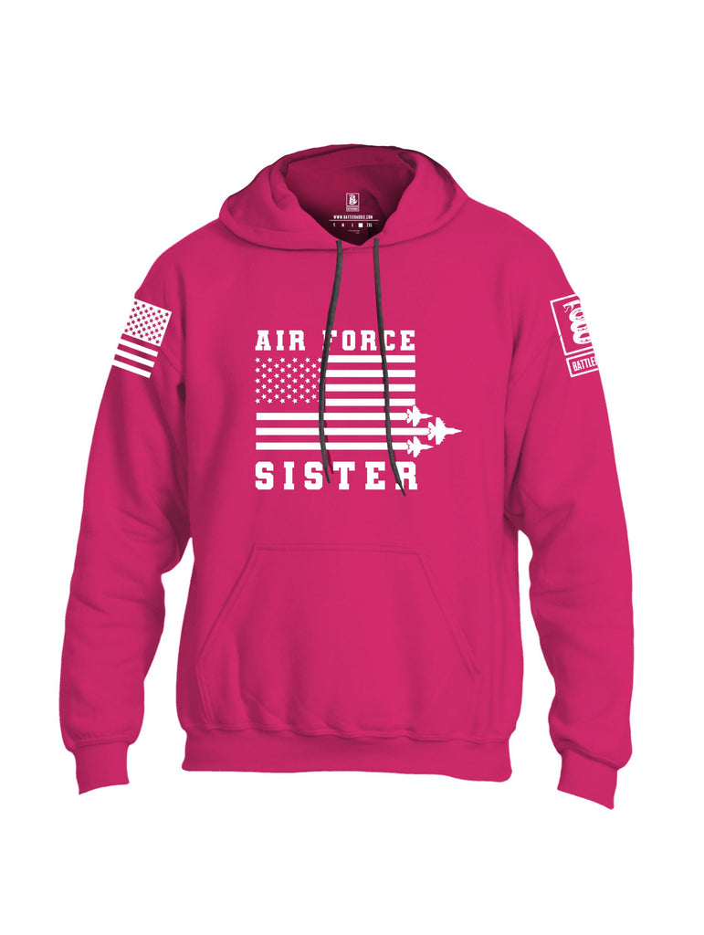 Battleraddle Air Force Sister White Sleeves Uni Cotton Blended Hoodie With Pockets