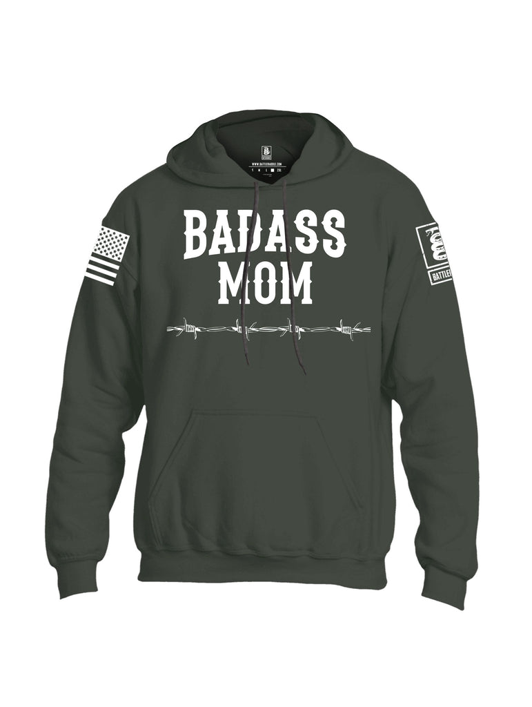 Battleraddle Badass Mom White Sleeves Uni Cotton Blended Hoodie With Pockets