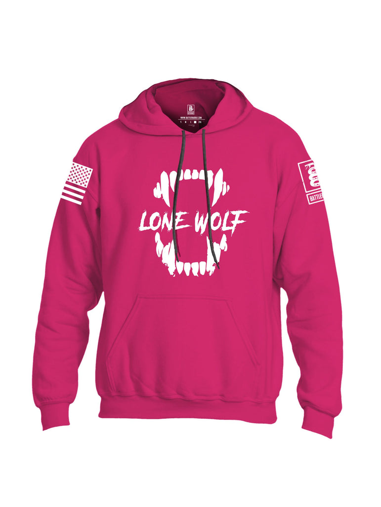 Battleraddle Lone Wolf White Sleeves Uni Cotton Blended Hoodie With Pockets
