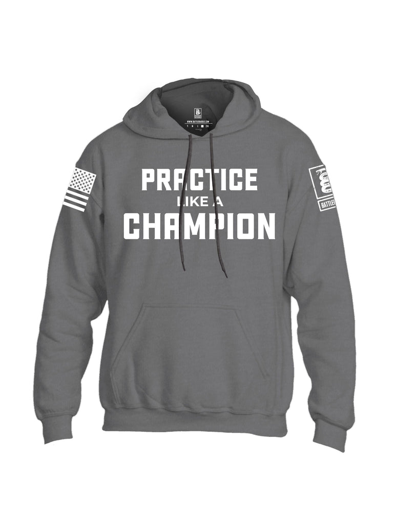 Battleraddle Practice Like A Champion White Sleeves Uni Cotton Blended Hoodie With Pockets