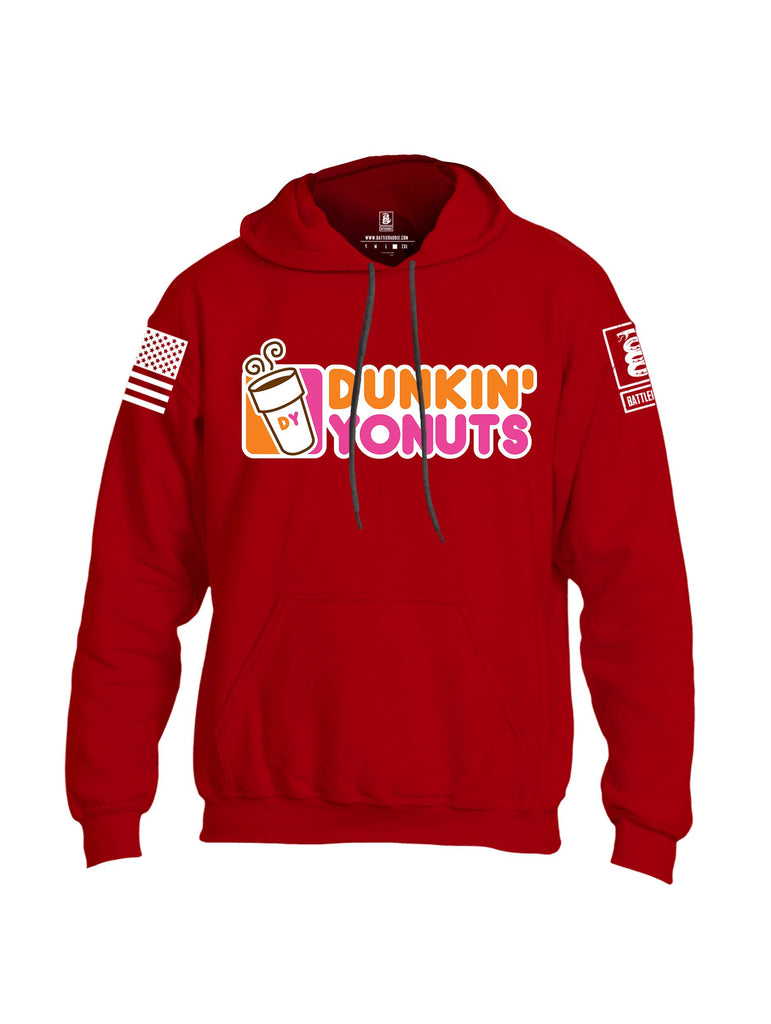 Battleraddle Dunkin Yonuts White Sleeves Uni Cotton Blended Hoodie With Pockets