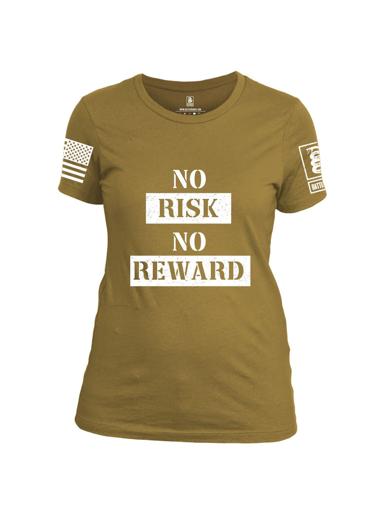 Battleraddle No Risk No Reward White Sleeves Women Cotton Crew Neck T-Shirt