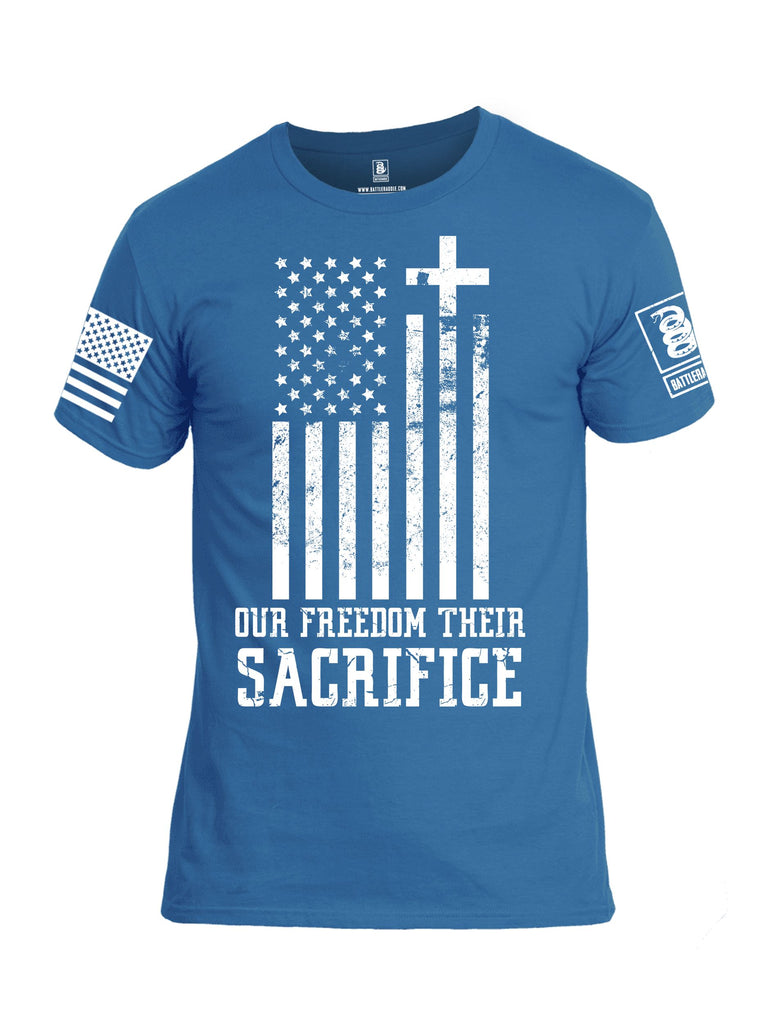 Battleraddle Our Freedom Their Sacrifice White Sleeves Men Cotton Crew Neck T-Shirt