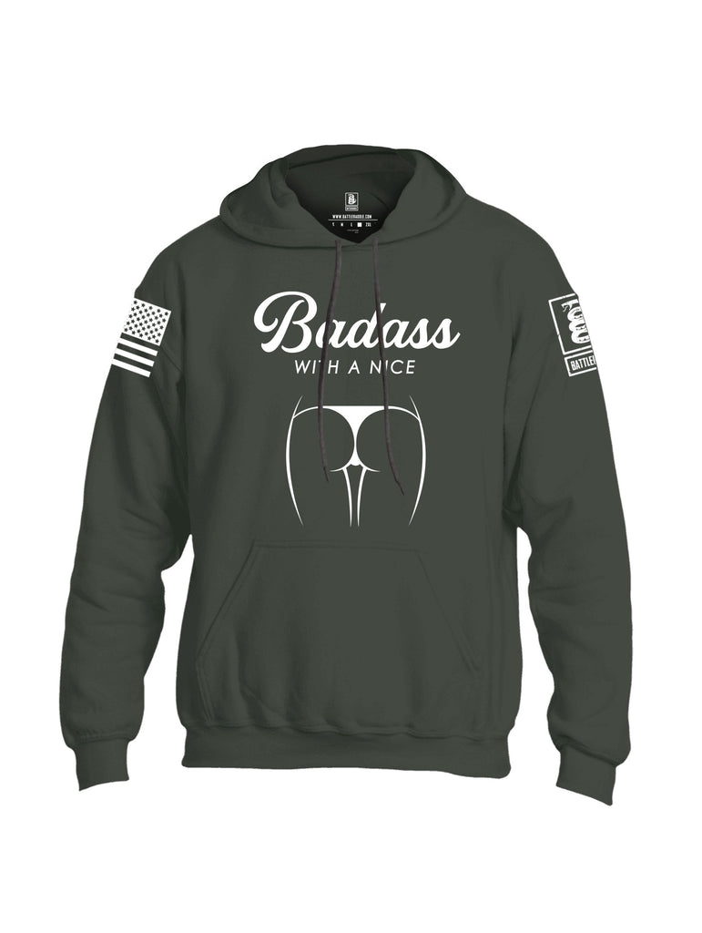Battleraddle Badass With A Nice Ass White Sleeves Uni Cotton Blended Hoodie With Pockets