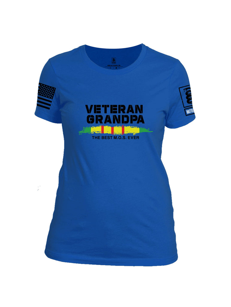 Battleraddle Veteran Grandpa Black Sleeves Women Cotton Crew Neck T-Shirt