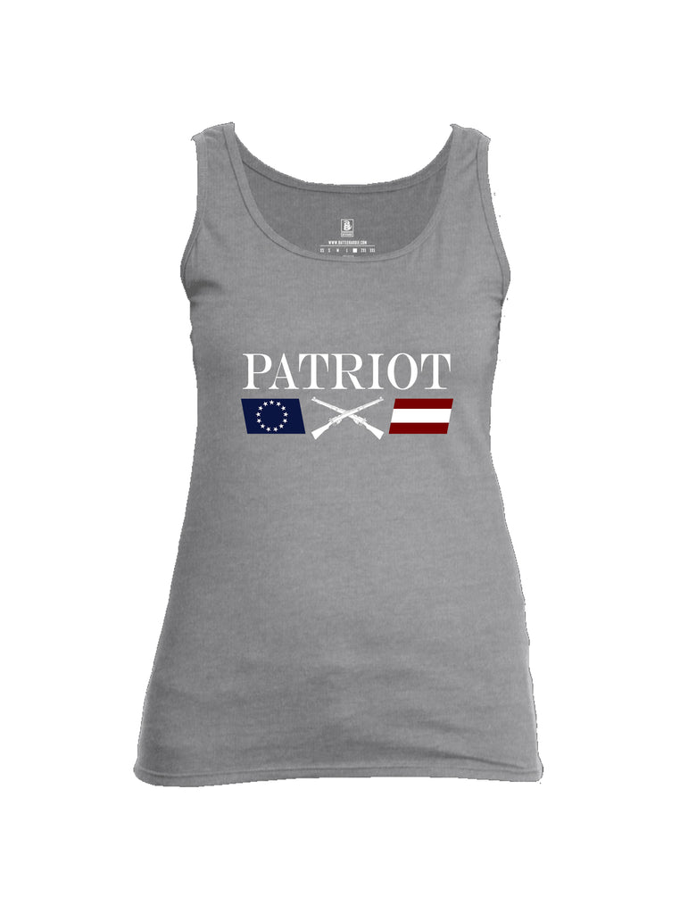 Battleraddle Patriot Rifle Flag White {sleeve_color} Sleeves Women Cotton Cotton Tank Top