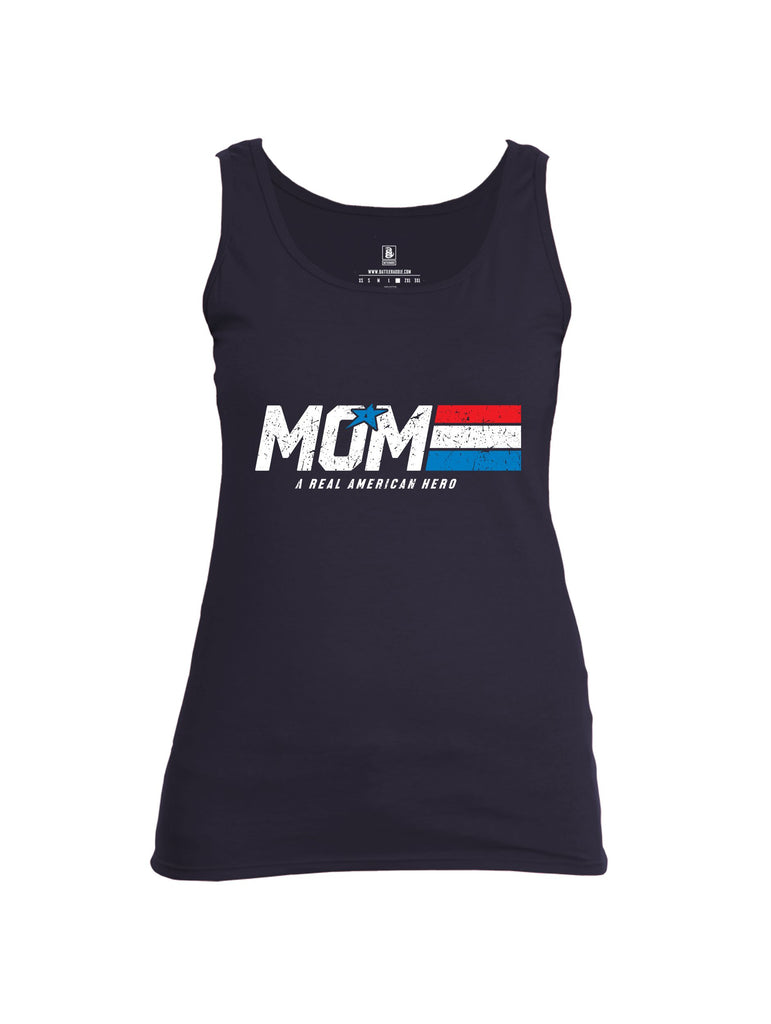 Battleraddle Mom A Real American Hero White Sleeves Women Cotton Cotton Tank Top