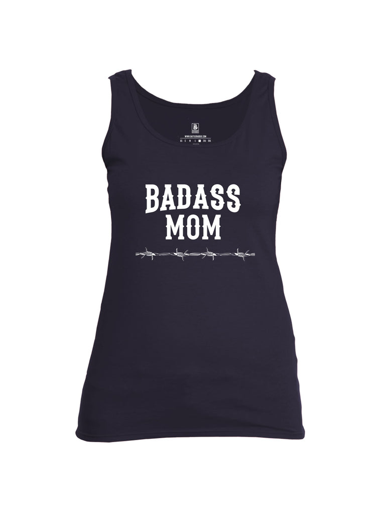 Battleraddle Badass Mom White Sleeves Women Cotton Cotton Tank Top