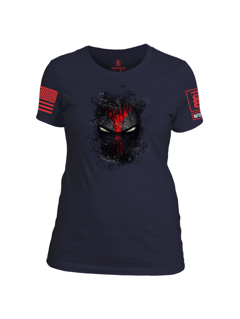 Battleraddle Smoked Avenger Dead Man Snake Eyes Red Sleeve Print Womens 100% Battlefit Polyester Crew Neck T Shirt