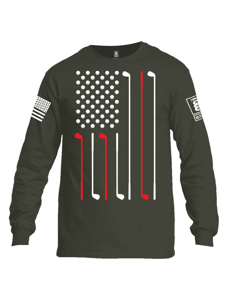 Battleraddle Golf Flag White {sleeve_color} Sleeves Men Cotton Crew Neck Long Sleeve T Shirt