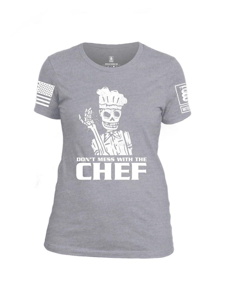 Battleraddle Dont Mess With The Chef White Sleeves Women Cotton Crew Neck T-Shirt