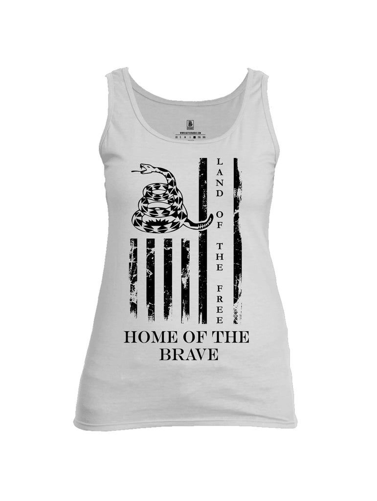 Battleraddle Land Of The Free Home Of The Brave Black Sleeves Women Cotton Cotton Tank Top