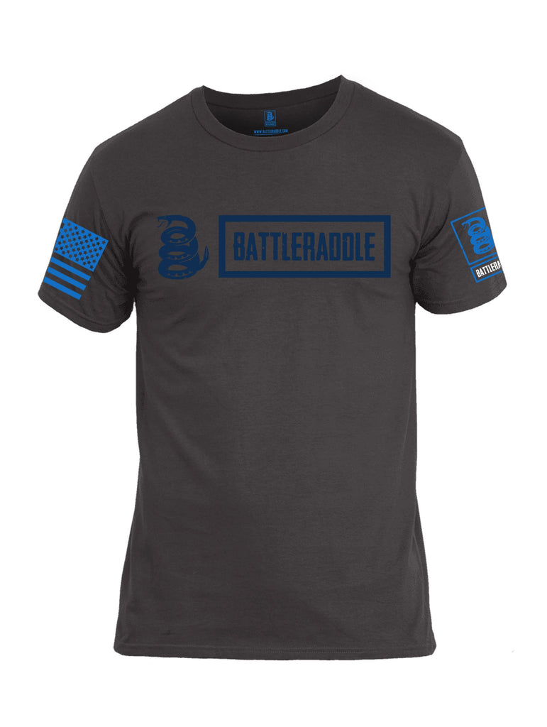 Battleraddle Battleraddle Original Logo Blue Mid Blue Sleeves Men Cotton Crew Neck T-Shirt