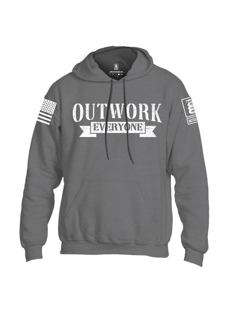 Battleraddle Outwork Everyone White Sleeves Uni Cotton Blended Hoodie With Pockets