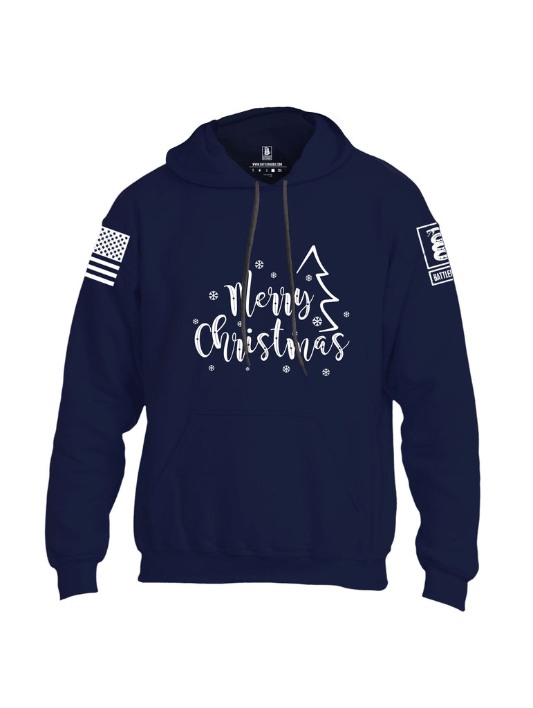 Battleraddle Merry Christmas White Sleeves Uni Cotton Blended Hoodie With Pockets