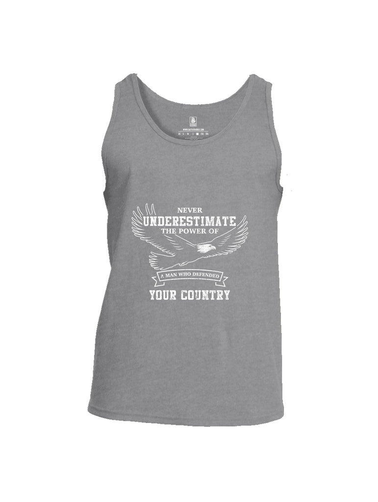 Battleraddle Never Underestimate The Power Of A Man Who Defended Your Country White Sleeves Men Cotton Cotton Tank Top
