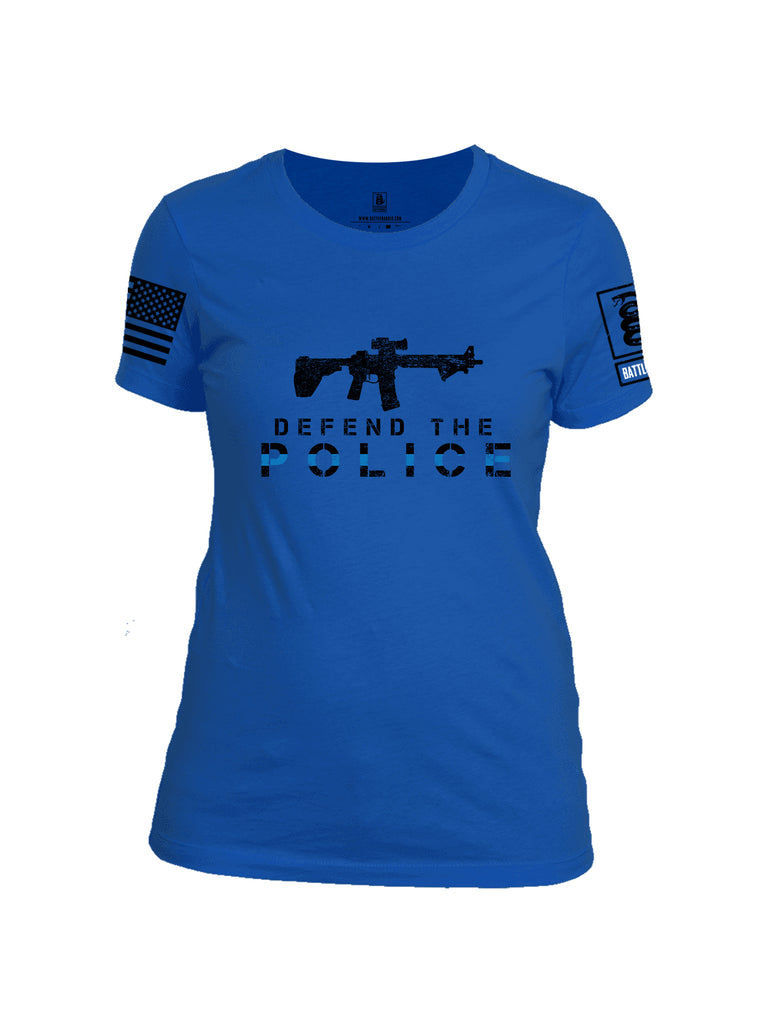 Battleraddle Defend The Police White {sleeve_color} Sleeves Women Cotton Crew Neck T-Shirt