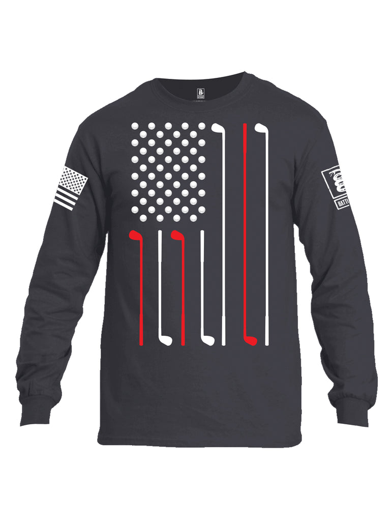 Battleraddle Golf Flag White {sleeve_color} Sleeves Men Cotton Crew Neck Long Sleeve T Shirt