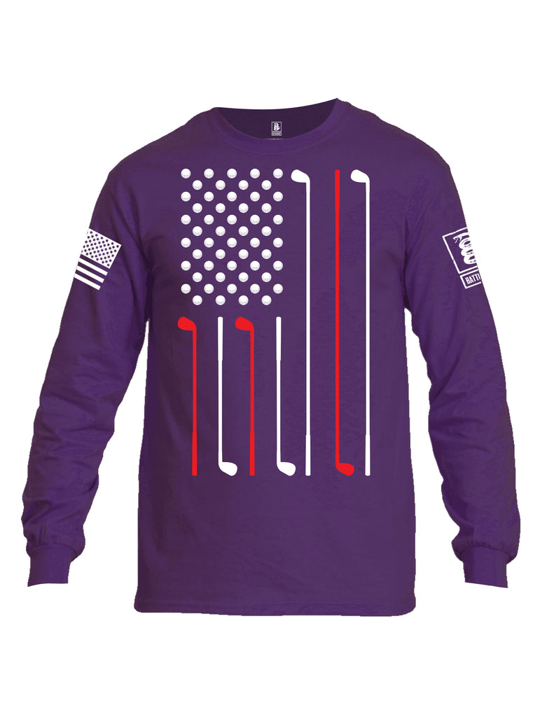 Battleraddle Golf Flag White {sleeve_color} Sleeves Men Cotton Crew Neck Long Sleeve T Shirt