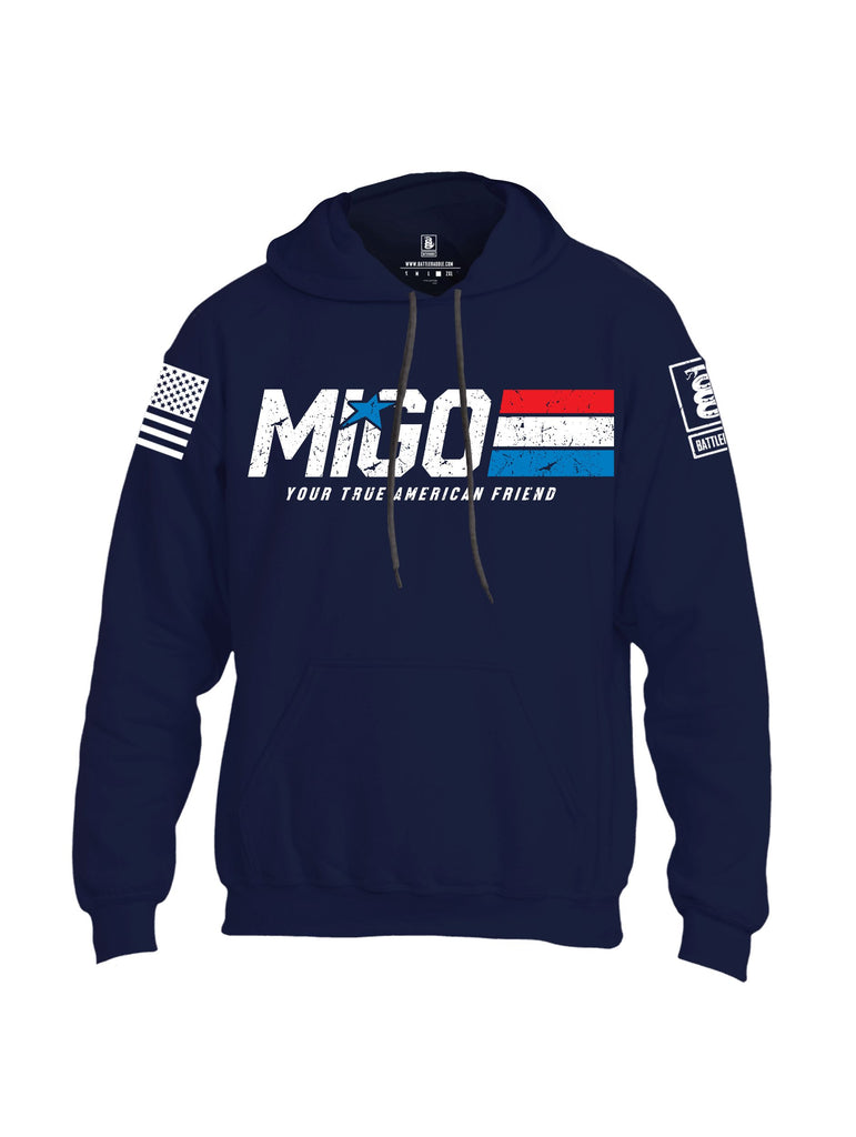 Battleraddle Migo Your True American Friend White Sleeves Uni Cotton Blended Hoodie With Pockets