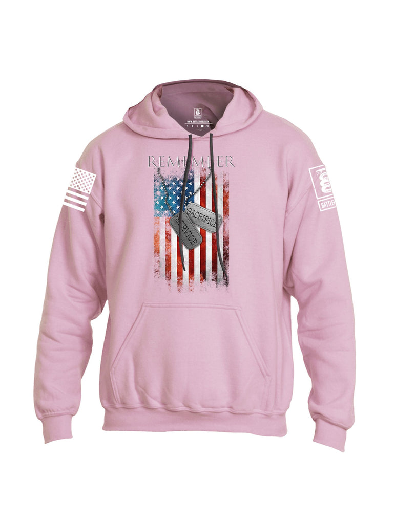 Battleraddle Remember Service Sacrifice White Sleeves Uni Cotton Blended Hoodie With Pockets