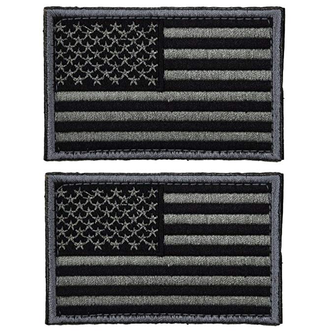 Battleraddle 2 Pieces Tactical USA Flag Patch Black-Gray