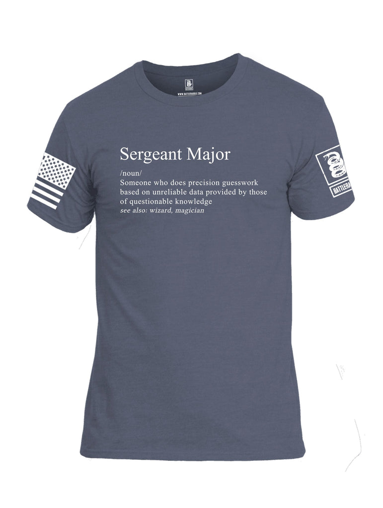 Battleraddle Sergeant Major Definition White Sleeves Men Cotton Crew Neck T-Shirt