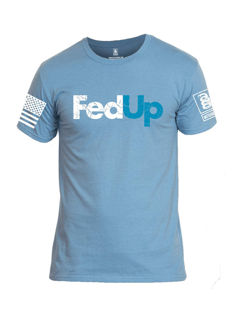 Battleraddle Fed Up Blue {sleeve_color} Sleeves Men Cotton Crew Neck T-Shirt